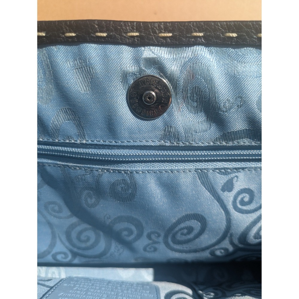Brighton Blue Floral Paisley Canvas Leather Trim Shoulder Bag Tote D433222 - Picture 9 of 9